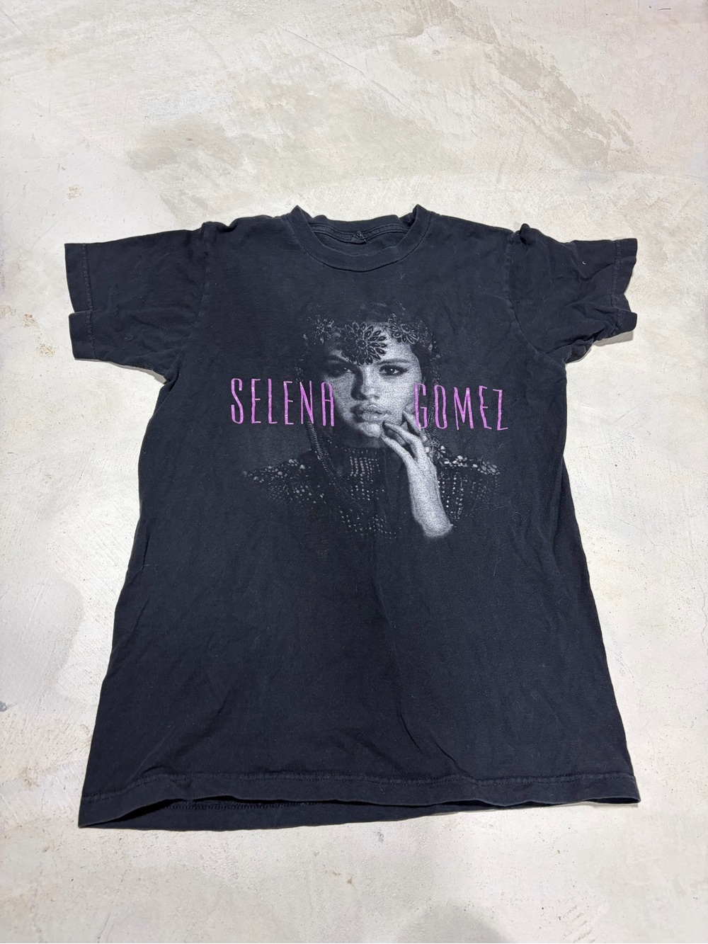 Selena Gomez 2013 stars dance tour Black Tee pink small